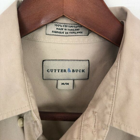 Cutter & Buck Tan Long Sleeve Button Down Shirt Men's Size Medium Morgan Sleeve - Picture 3 of 6